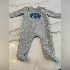 Sterling Baby 3 Months Quilted One Piece Footy Pajamas Elephant Cotton